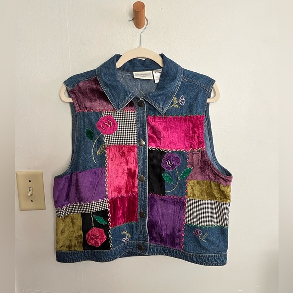 Susan Bristol Tops - Vintage Susan Bristol Patchwork Vest Tapestry velvet Floral Petite Small 90s